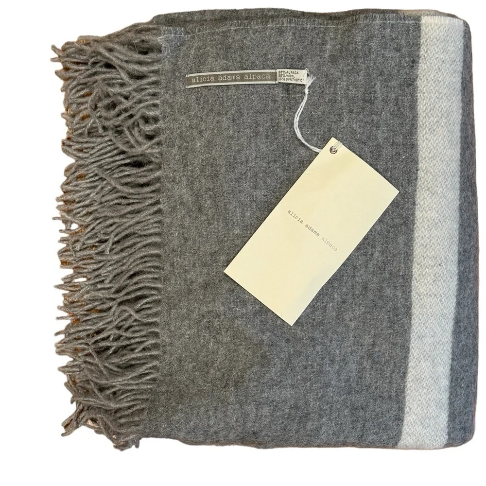 Alicia Adams Alpaca Canyon Throw Blanket Gray Alpaca Wool 51x71 NEW